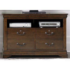 pemberly row traditional wood media file cabinet in cherry