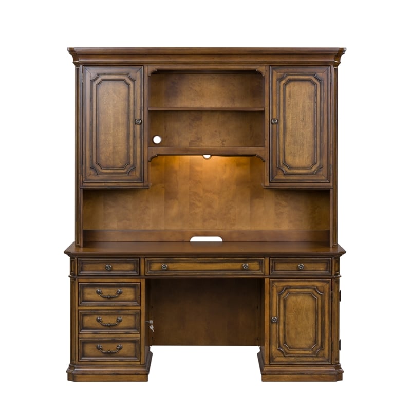 Pemberly Row Traditional Wood Credenza in Brown