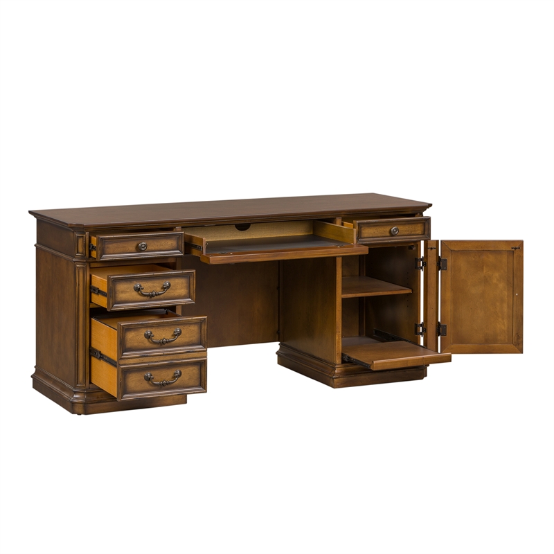 Pemberly Row Traditional Wood Credenza in Brown