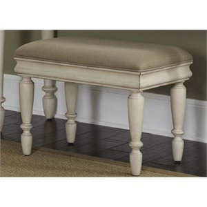 pemberly row traditional wood vanity stool in white