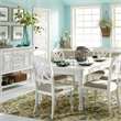 Pemberly Row Transitional Wood 5 Piece Rectangular Table Set in White