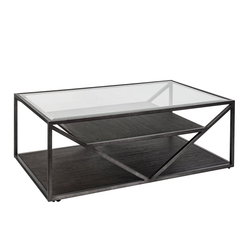 Pemberly Row Industrial Rectangular Cocktail Table in Gray