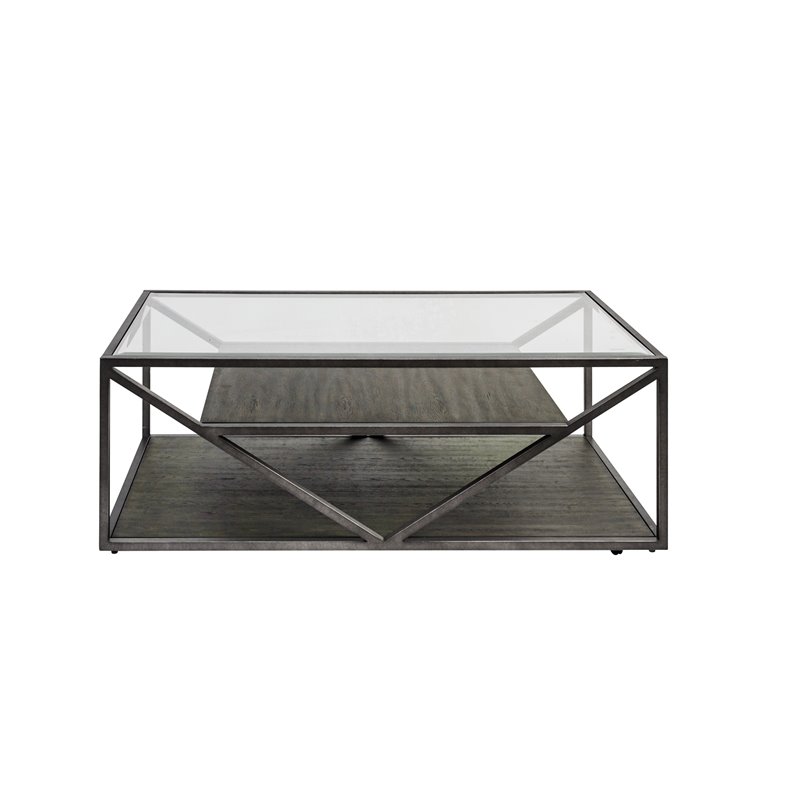 Pemberly Row Industrial Rectangular Cocktail Table in Gray