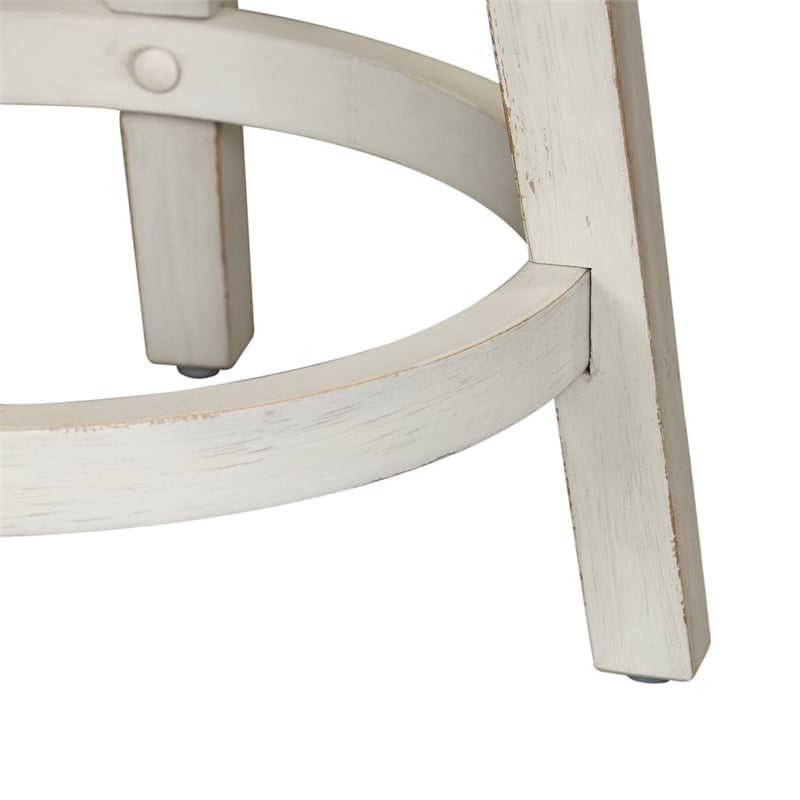 Pemberly Row Contemporary Solid Wood Console Swivel Stool in Flea Market White