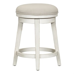 Pemberly Row Contemporary Solid Wood Console Swivel Stool in Flea Market White