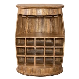 pemberly row contemporary wood accent wine barrel in caramel