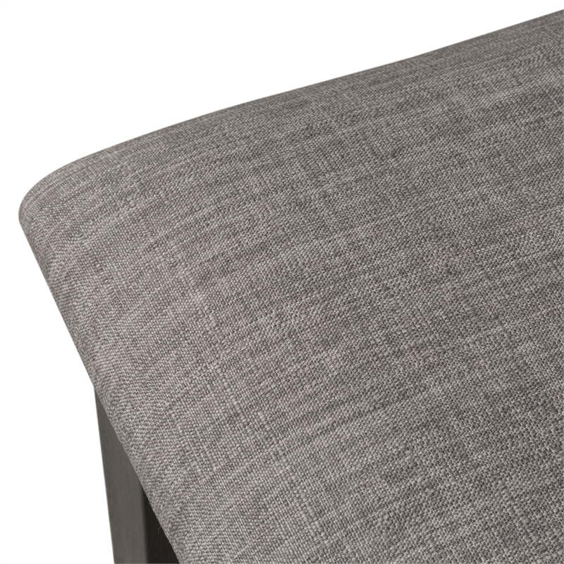 Pemberly Row 26'' Farmhouse Wood/Linen Counter Bench in Gray/Dark Chestnut