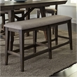 Pemberly Row 26'' Farmhouse Wood/Linen Counter Bench in Gray/Dark Chestnut