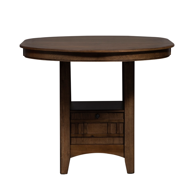 Pemberly Row Transitional Wood Pub Table in Oak