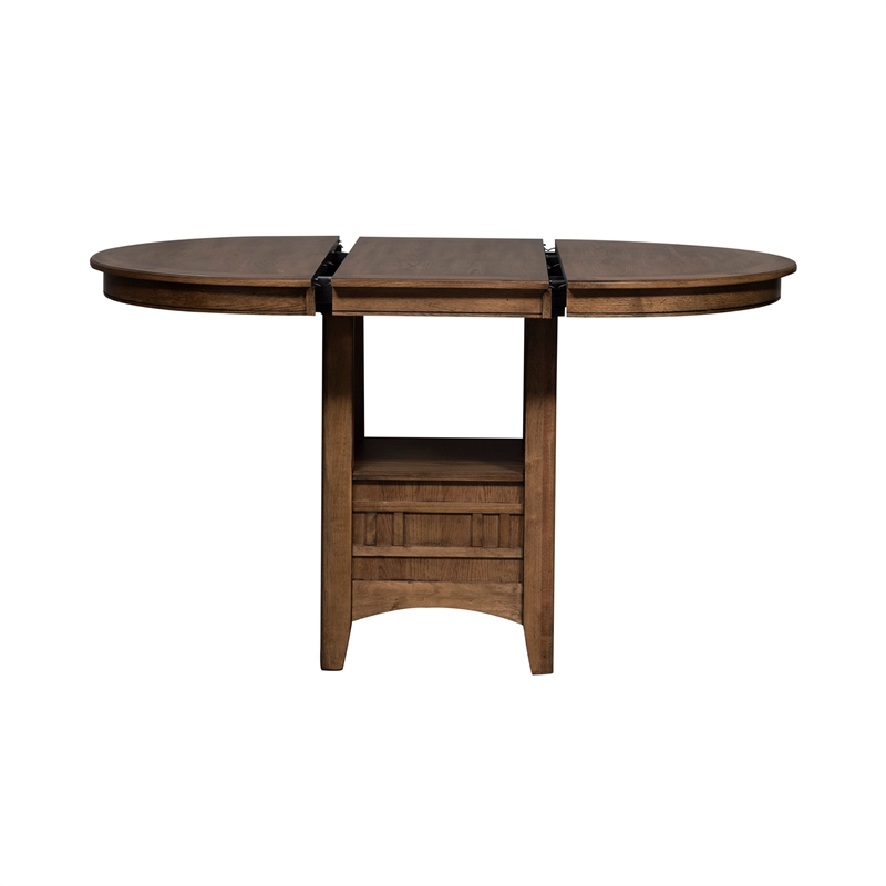Pemberly Row Transitional Wood Pub Table in Oak