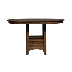 Pemberly Row Transitional Wood Pub Table in Oak