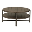 Pemberly Row Transitional Wood Round Cocktail Table in Brown