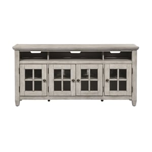Pemberly Row Contemporary Glass Entertainment TV Stand in White
