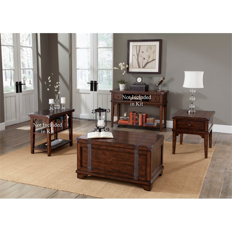 Pemberly Row Contemporary Wood 3 Piece Set in Mahogany