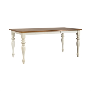 pemberly row traditional wood dining table in bisque with natural pine
