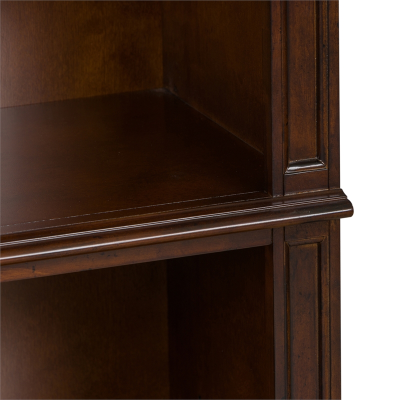 Pemberly Row Traditional Wood Executive Open Bookcase in Cognac