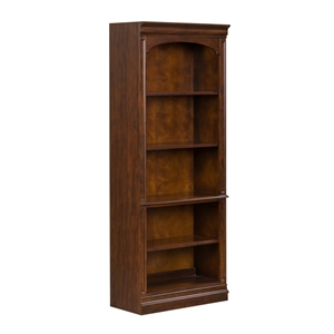 Pemberly Row Traditional Wood Executive Open Bookcase in Cognac