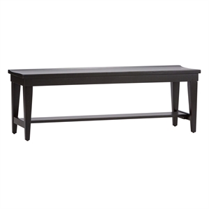 Pemberly Row Contemporary Wood Dining Bench in Rustic Black
