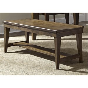 Pemberly Row Contemporary Wood Dining Bench in Rustic Oak