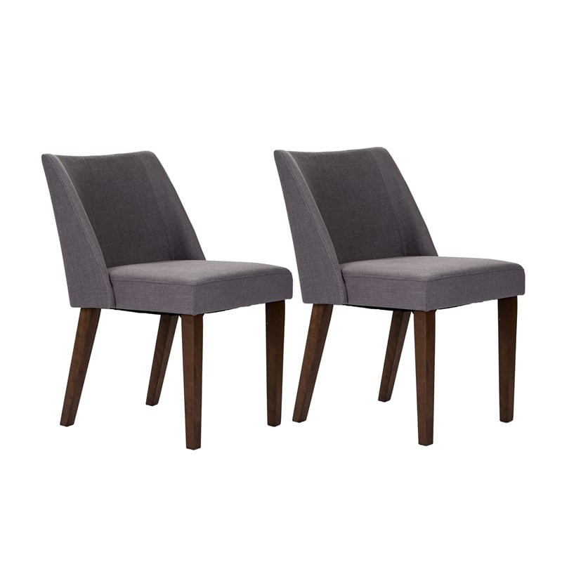 Pemberly Row Mid-Century Wood Chair in Gray (Set of 2)