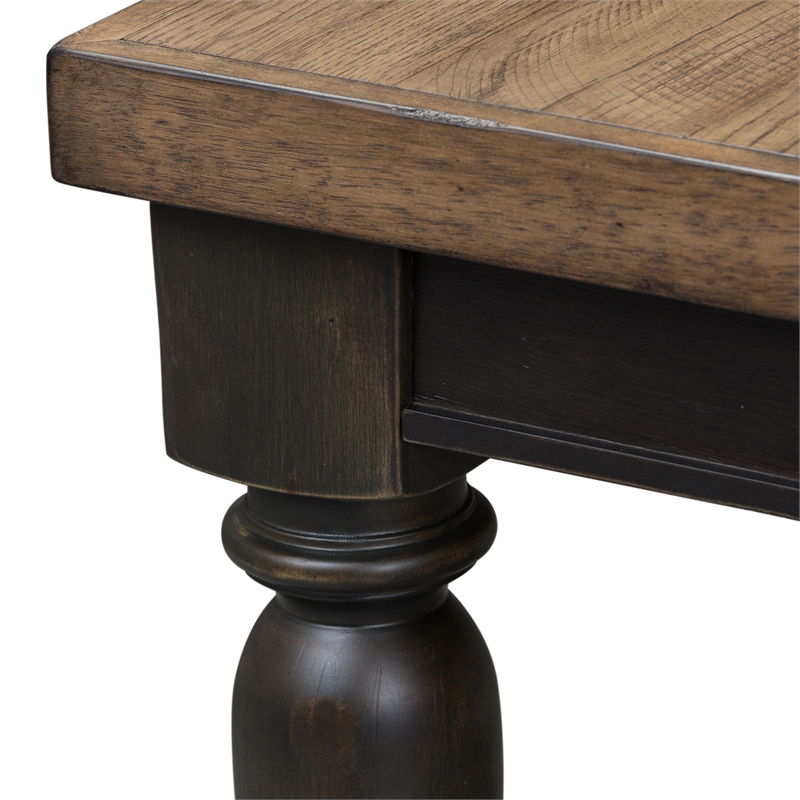 Pemberly Row Traditional Wood Rectangular Leg Table in Oak