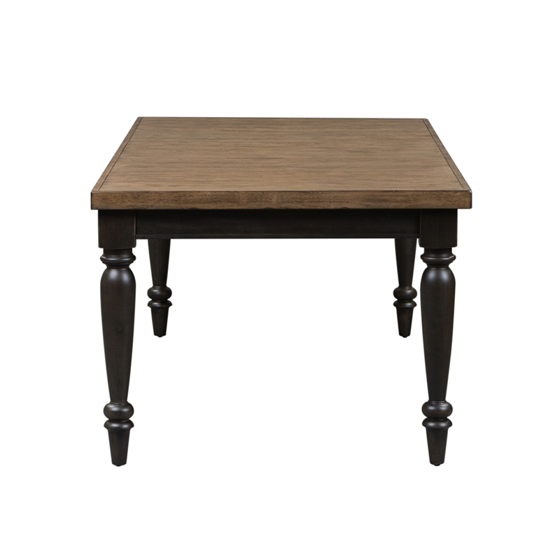 Pemberly Row Traditional Wood Rectangular Leg Table in Oak