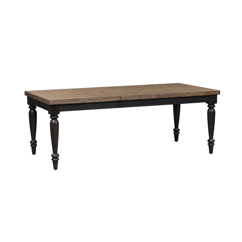 Pemberly Row Traditional Wood Rectangular Leg Table in Oak