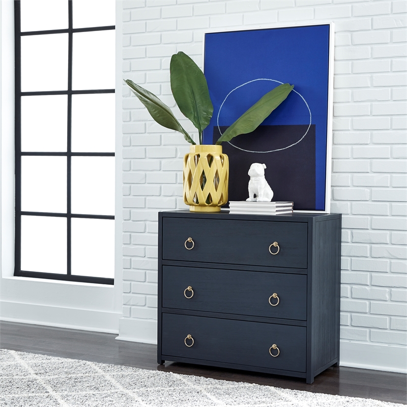 Pemberly Row Contemporary Wood Accent Cabinet in Midnight Blue