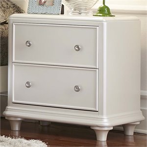 pemberly row contemporary metal 2 drawer night stand in white
