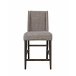 Pemberly Row Farmhouse Wood/Linen Fabric Counter Chair in Brown/Gray