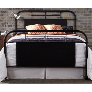 Pemberly Row Industrial Vintage Full Metal Bed in Black