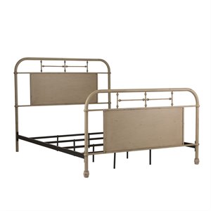 pemberly row industrial twin metal bed in vintage cream