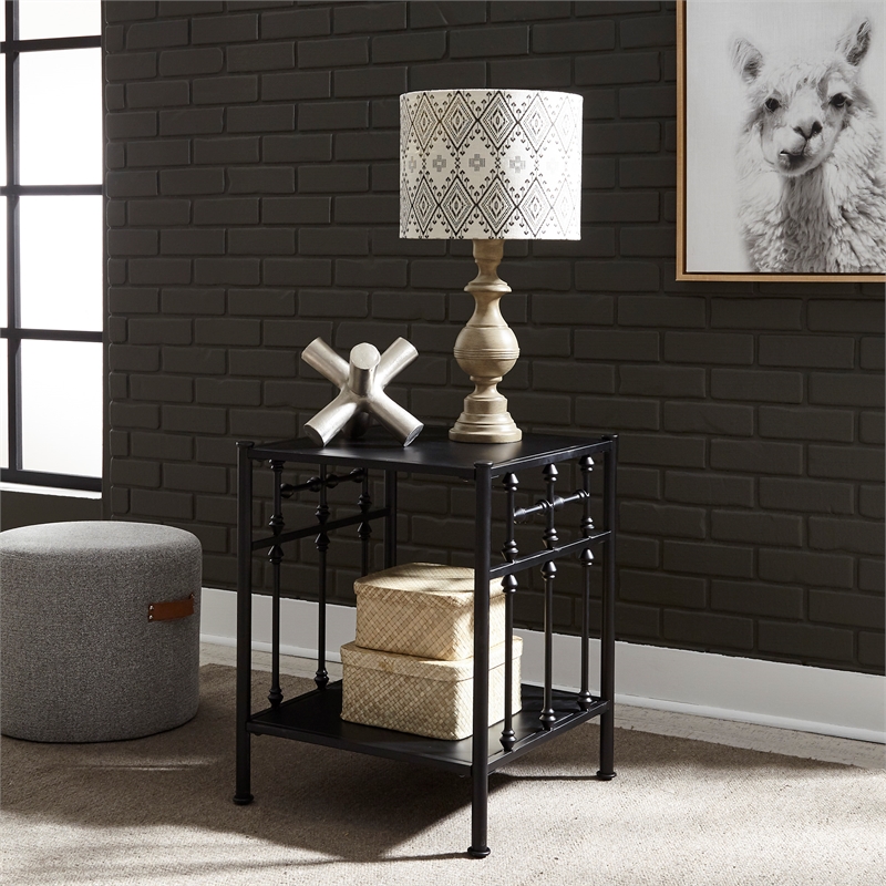 Pemberly Row Modern Open Wood Night Stand in Black