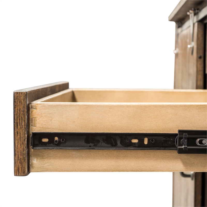 Pemberly Row Mid-Century Wood Computer Credenza in Brown