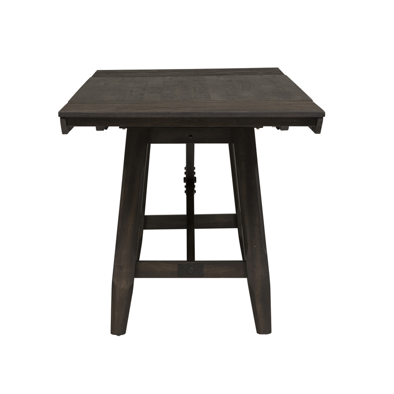 Pemberly Row Farmhouse 5 Piece Gathering Table Set in Brown