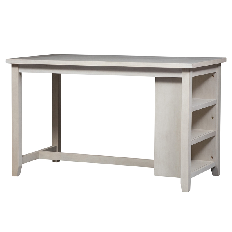 Pemberly Row Transitional Wood 5 Piece Counter Set in White