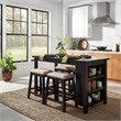Pemberly Row Modern Wood Black 5 Piece Counter Set in Black