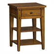 Pemberly Row Farmhouse Wood/Brass Chair Side Table in Golden Oak