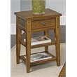 Pemberly Row Farmhouse Wood/Brass Chair Side Table in Golden Oak