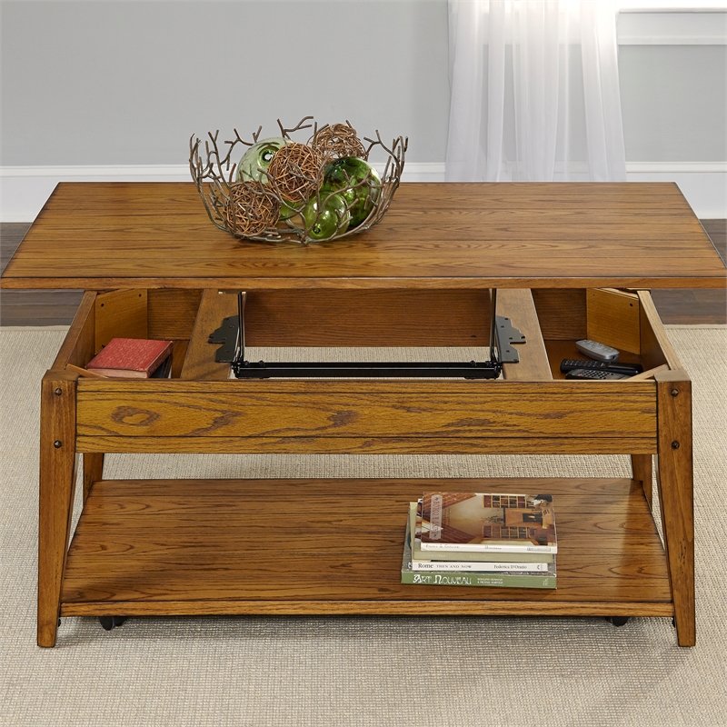 Pemberly Row Modern Wood Lift Top Cocktail Table in Espresso