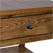Pemberly Row 1 Drawer Farmhouse Wood/Brass End Table in Golden Oak