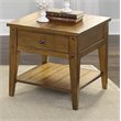 Pemberly Row 1 Drawer Farmhouse Wood/Brass End Table in Golden Oak