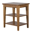 Pemberly Row Contemporary Brass Tiered Table in Oak