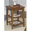 Pemberly Row Contemporary Brass Tiered Table in Oak