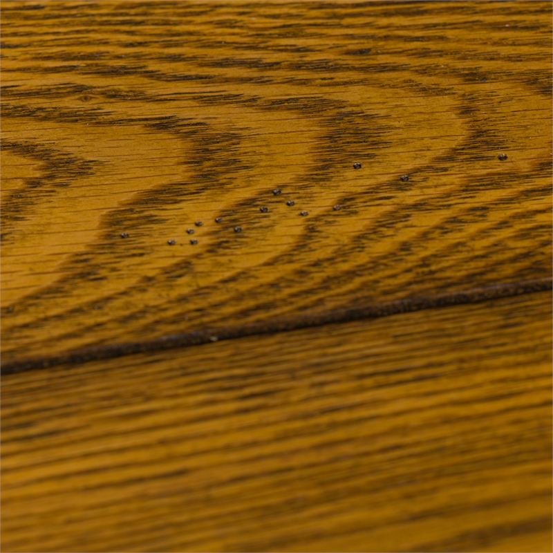 Pemberly Row Contemporary Brass Square Lamp Table in Oak