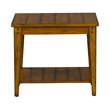 Pemberly Row Contemporary Brass Square Lamp Table in Oak