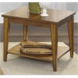 Pemberly Row Contemporary Brass Square Lamp Table in Oak