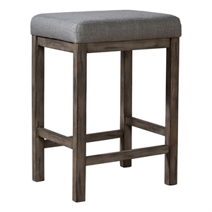 Pemberly Row Transitional Wood/Fabric Console Stool in Taupe Gray