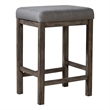 Pemberly Row Transitional Wood/Fabric Console Stool in Taupe Gray