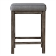 Pemberly Row Transitional Wood/Fabric Console Stool in Taupe Gray